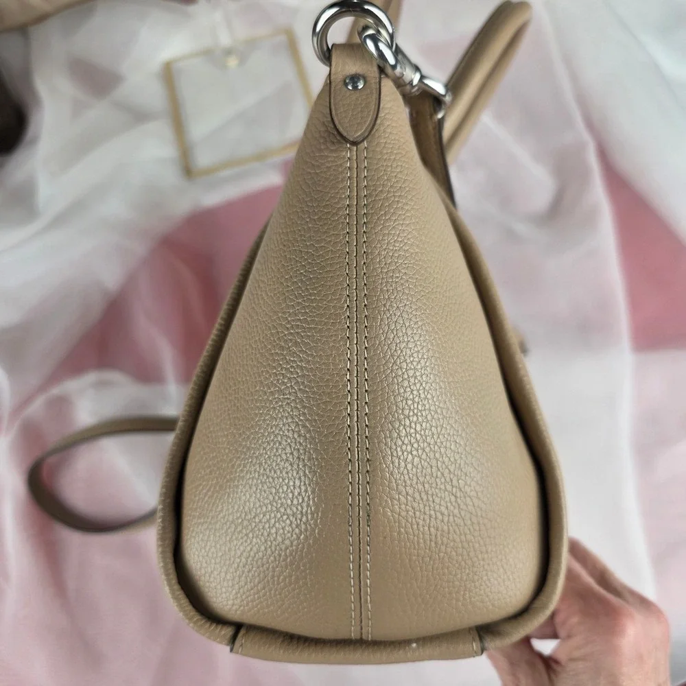 Coach Elise Satchel Pebble Leather‎ Taupe Crossbody Handbag 79316
